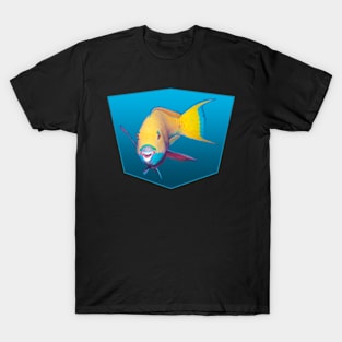 Colorful parrotfish | Blue background | T-Shirt